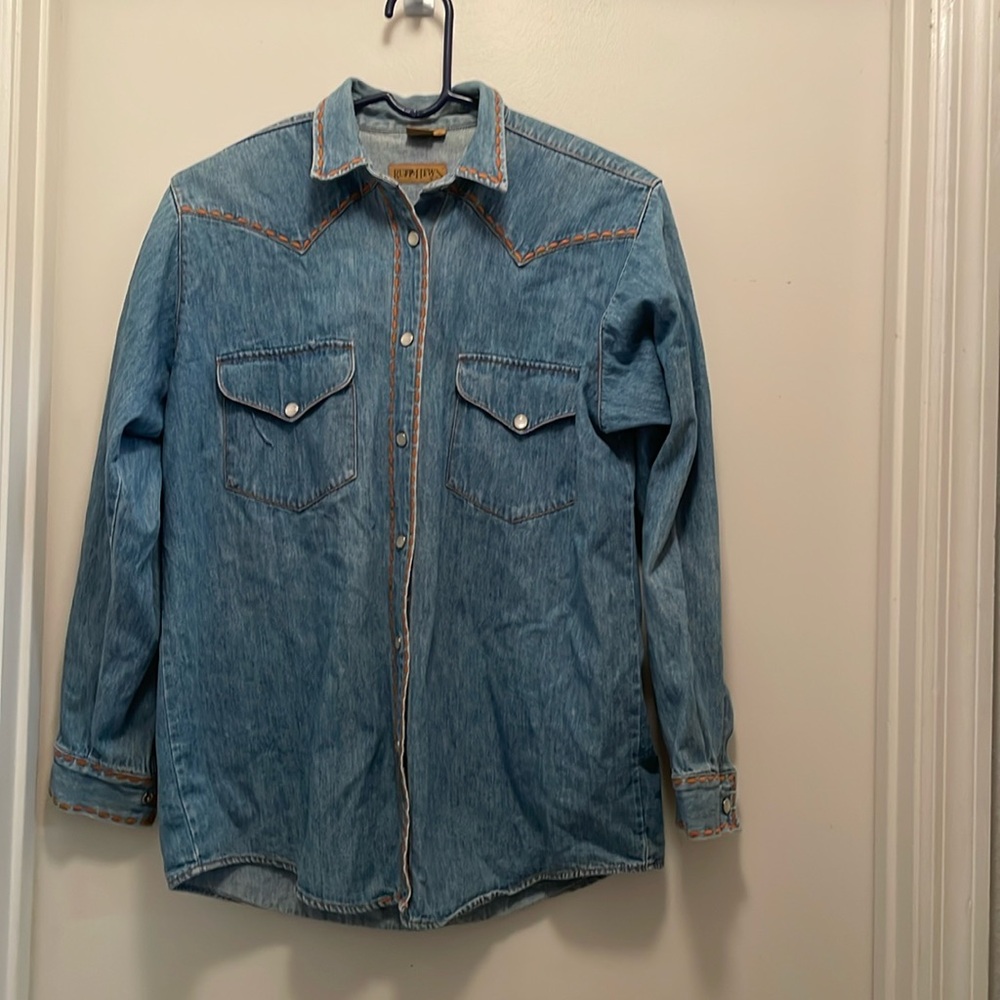 Vintage Ruff Hewn Denim Pearl Snap Shirt Small